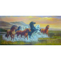 Pintura al óleo hecha a mano del caballo en lona